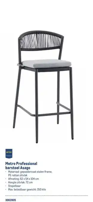 Makro Metro Professional barstoel Asago aanbieding