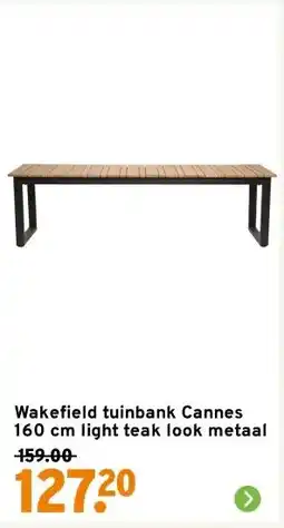 GAMMA Wakefield tuinbank Cannes 160 cm light teak look metaal aanbieding