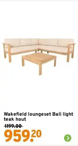 GAMMA Wakefield loungeset Bali light teak hout aanbieding