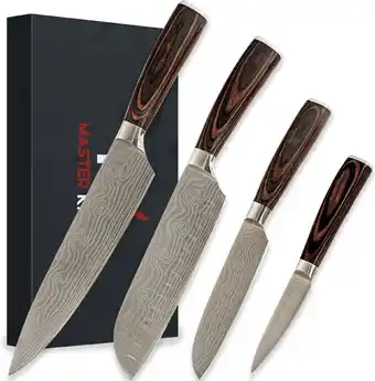 Bol.com Master Knives 4 Delige koksmessen set - koksmes japans - keukenmessen messenset - japanse messen aanbieding
