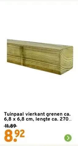 GAMMA Tuinpaal vierkant grenen ca. 6,8 x 6,8 cm, lengte ca. 270 cm aanbieding