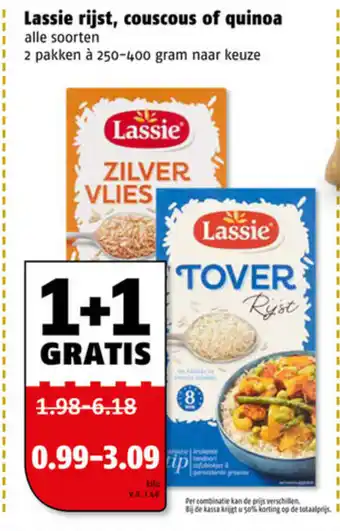 Poiesz Lassie rijst, couscous of quinola 2*250-400g aanbieding