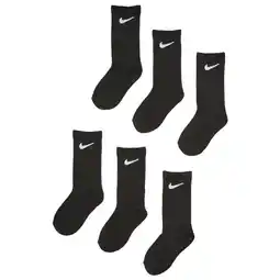 Foot Locker Nike Kids Crew 6 Pack Unisex Sokken - Zwart - Maat: 23.5 - 27 - Katoen - Foot Locker aanbieding