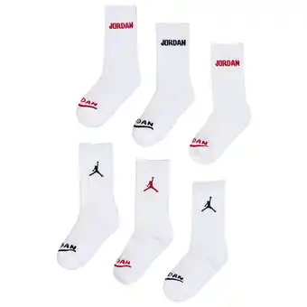 Foot Locker Jordan Kids Crew 6 Pack Unisex Sokken - Wit - Maat: 27 - 30 - Foot Locker aanbieding