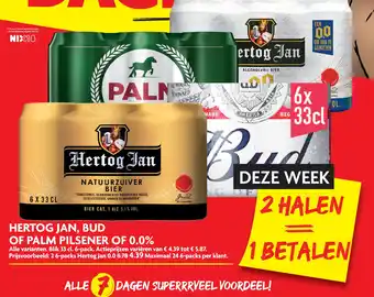 Dekamarkt Hertog Jan, Bud Of Palm Pilsener Of O.0% aanbieding