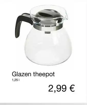 Kik Glazen Theepot 1,25 L aanbieding