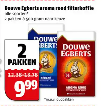 Poiesz Douwe Egberts Aroma Rood Filterkoffie 2*500g aanbieding