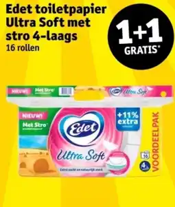 Kruidvat Edet toiletpapier ultra soft met stro 4 laags aanbieding