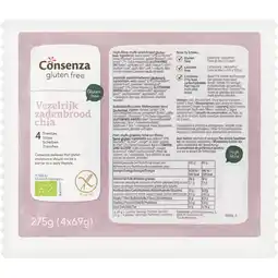 Albert Heijn Consenza Vezelrijk zadenbrood chia glutenvrij bio aanbieding