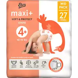 Albert Heijn Etos Maxi+ soft & protect luiers maat 4+ aanbieding
