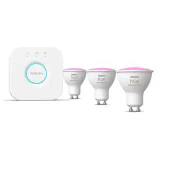 Albert Heijn Philips Starterkit wit/gekleurd 3-lampen GU10 aanbieding