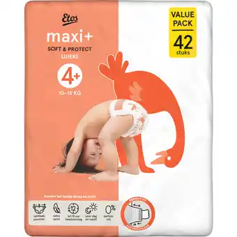 Albert Heijn Etos Maxi+ soft & protect luiers maat 4+ aanbieding