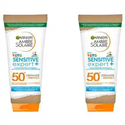 Albert Heijn Ambre Solaire Kids sensitive zonnemelk spf50+ 2-pack aanbieding