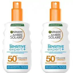 Albert Heijn Ambre Solaire Sensitive expert+ spray spf50 2-pack aanbieding