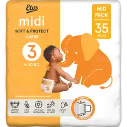 Albert Heijn Etos Midi soft & protect luiers maat 3 aanbieding