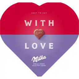 Jumbo Milka With Love Chocolaatjes Hazelnoot Crème 165g aanbieding