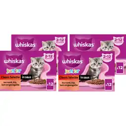 Jumbo Whiskas Kattenvoer Junior - Classic selectie in saus - maaltijdzakjes 4x12x85g aanbieding