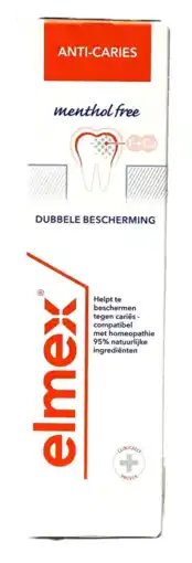De Online Drogist Elmex Anti Caries Menthol Free Tandpasta 75ML aanbieding