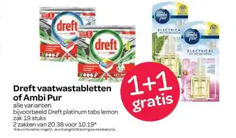 Spar Dreft Vaatwastabletten Of Ambi Pur 1+1 Gratis aanbieding