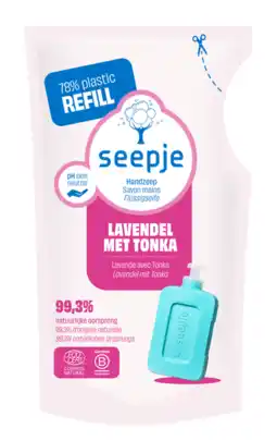 De Online Drogist Seepje Handzeep Lavendel Tonka Navulling 300ML aanbieding