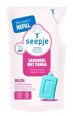 De Online Drogist Seepje Handzeep Lavendel Tonka Navulling 300ML aanbieding