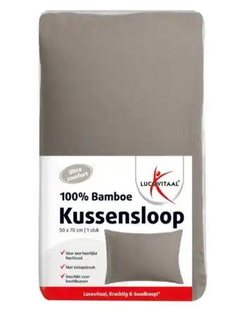 De Online Drogist Lucovitaal Kussensloop Bamboe Taupe 50x70cm 1ST aanbieding