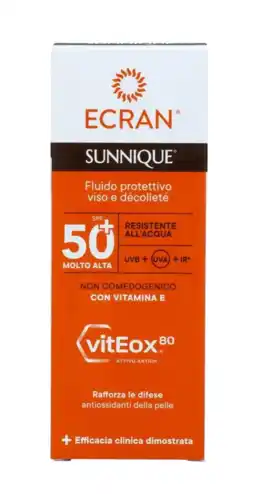 De Online Drogist Ecran Sunnique Gezicht & Decolleté Zonnebrandcrème SPF50 50ML aanbieding