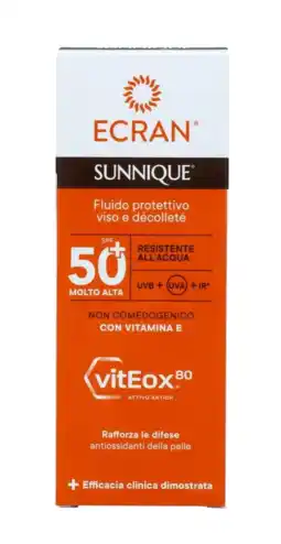 De Online Drogist Ecran Sunnique Gezicht & Decolleté Zonnebrandcrème SPF50 50ML aanbieding
