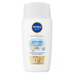 De Online Drogist Nivea Sun Ultra Light Daily Fluide Light Tinted Spf 50+ 40ML aanbieding