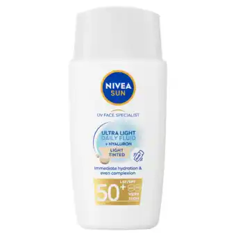 De Online Drogist Nivea Sun Ultra Light Daily Fluide Light Tinted Spf 50+ 40ML aanbieding
