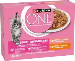 Intratuin Purina natvoer One junior kip en zalm 85 g 8 stuk aanbieding