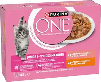 Intratuin Purina natvoer One junior kip en zalm 85 g 8 stuk aanbieding