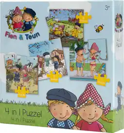 Intratuin Fien & Teun 4 in 1 puzzel 18 x 18 x 4 cm aanbieding