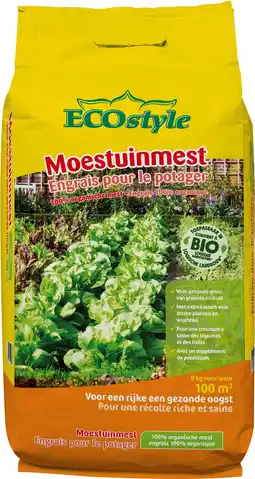Intratuin Ecostyle moestuinmest 8 kg aanbieding