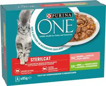 Intratuin Purina natvoer One Sterilcat adult zalm en kalkoen 85 g 8 stuks aanbieding