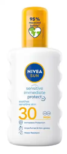 De Online Drogist Nivea Sun Sensitive Immediate Protect Zonnespray SPF30 200ML aanbieding