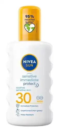 De Online Drogist Nivea Sun Sensitive Immediate Protect Zonnespray SPF30 200ML aanbieding