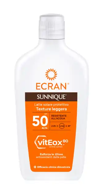 De Online Drogist Ecran Sunnique Zonnebrand Melk SPF50 200ML aanbieding
