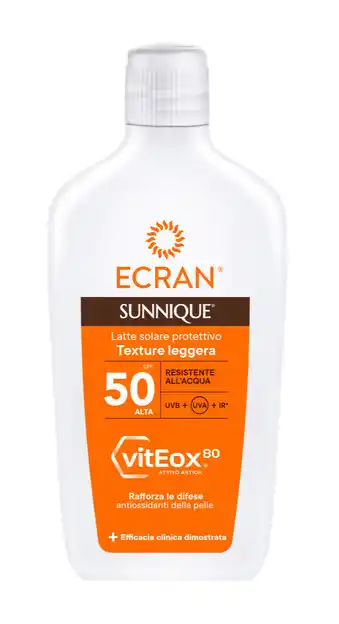De Online Drogist Ecran Sunnique Zonnebrand Melk SPF50 200ML aanbieding