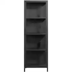 Leen Bakker Vitrinekast Grace - zwart - 180x60x40 cm - Leen Bakker aanbieding