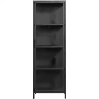Leen Bakker Vitrinekast Grace - zwart - 180x60x40 cm - Leen Bakker aanbieding
