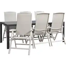 Leen Bakker Tuinset Savoie Cannes - zandkleur - 7-delig - 215 cm - Leen Bakker aanbieding
