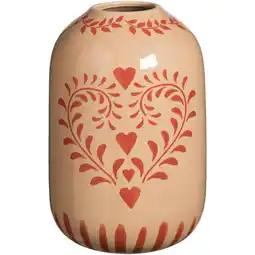 Leen Bakker Vaas Cherie - rood/roze - keramiek - 25xØ16 cm - Leen Bakker aanbieding