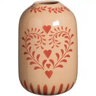Leen Bakker Vaas Cherie - rood/roze - keramiek - 25xØ16 cm - Leen Bakker aanbieding