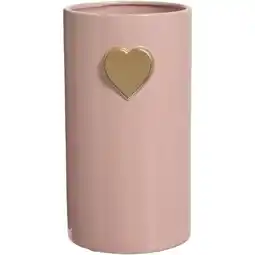 Leen Bakker Vaas Hart - roze - keramiek - 24xØ14,5 cm - Leen Bakker aanbieding