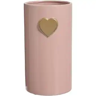Leen Bakker Vaas Hart - roze - keramiek - 24xØ14,5 cm - Leen Bakker aanbieding