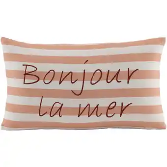 Leen Bakker Sierkusssen Bonjour - zalmroze/off-white - 30x50 cm - Leen Bakker aanbieding