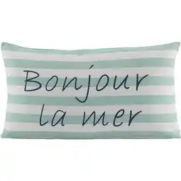 Leen Bakker Sierkusssen Bonjour - mintgroen/off-white - 30x50 cm - Leen Bakker aanbieding
