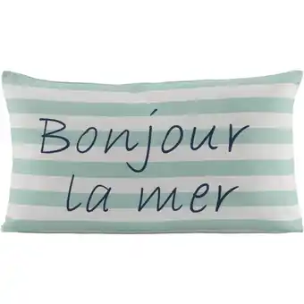 Leen Bakker Sierkusssen Bonjour - mintgroen/off-white - 30x50 cm - Leen Bakker aanbieding