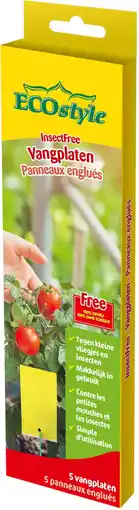 Intratuin Ecostyle rauwvliegen vangplaten 5 st 13,5 x 7,5 x 23,5 cm aanbieding